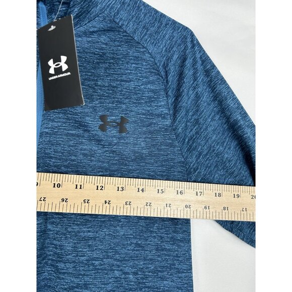 Under Armour Shirt Mens SM/P Blue 1/4 Zip Pullover Loose Heat Gear Gym Running - Picture 6 of 13